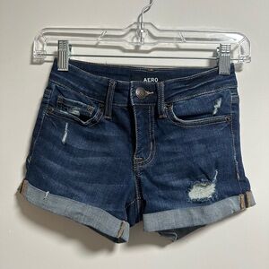 Aeropostale Dark Distressed Jean Shorts